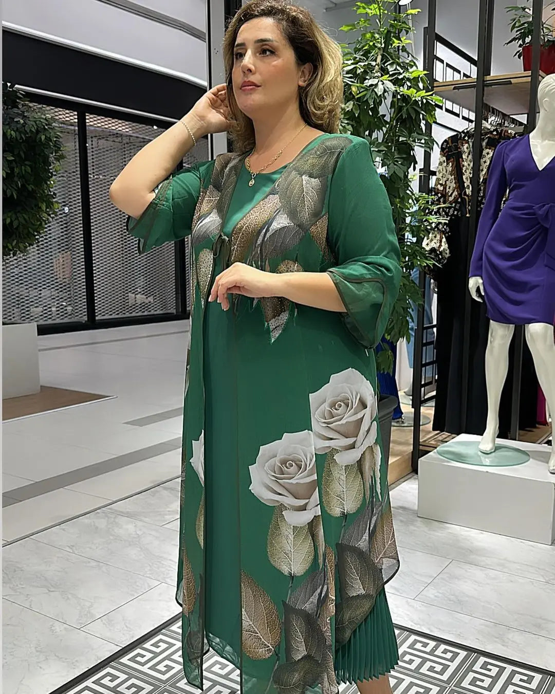 【5O%OFF】【S-5XL】2024 Noi rochii florale verzi noi verzi